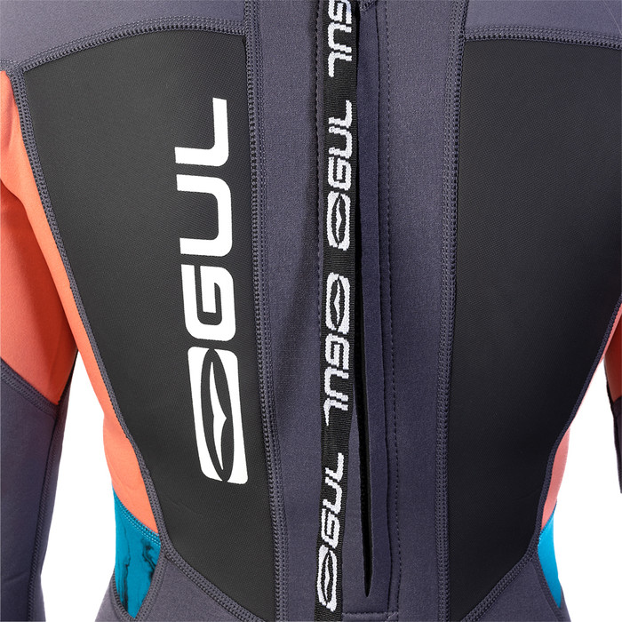 2024 Gul Mujer Response 3/2mm Back Zip Neopreno RE1319-C1 - Grey / Coral